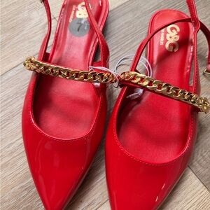 GBG Los Angeles Red Heels with Gold Chain